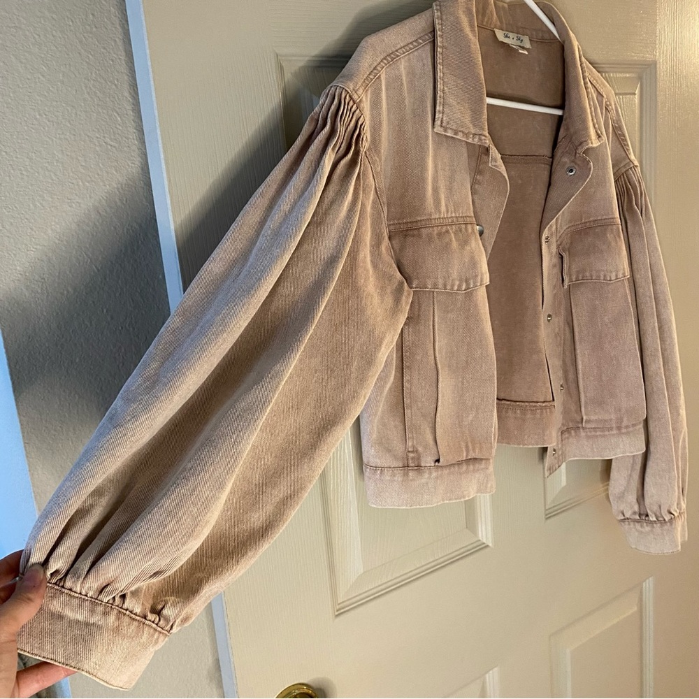 Oversized Cropped Denim Jacket - image 4